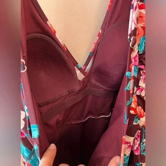 Miraclesuit Miracle Brand Embrace Your Curves Swimsuit Floral Burgundy XL‎ - Picture 3 of 5